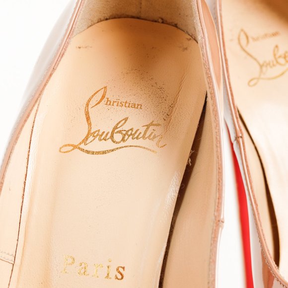 Christian Louboutin Patent Daffodile Peep Toe 160 Pumps, Sz 5.5 - Picture 9 of 9